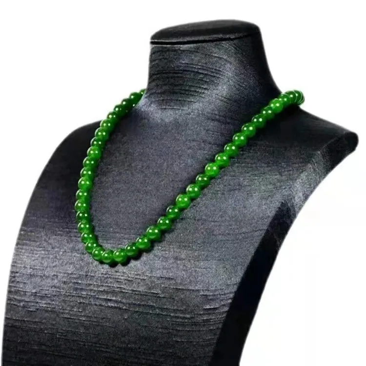 Véritable collier de perles de jade vert naturel femme joaillerie de mode de la mode