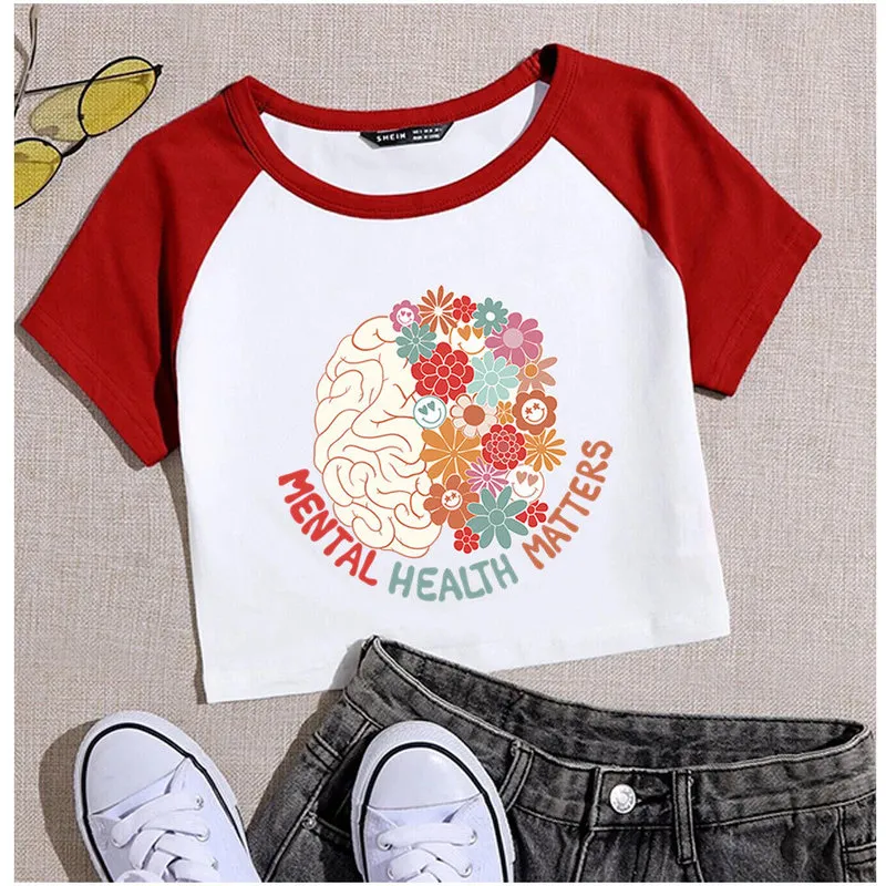 Heat Transfer Stickers On T shirt Iron Patches For Clothes DIY Mental Health Brain With Flowers Appliqued Decoration Washable 220611