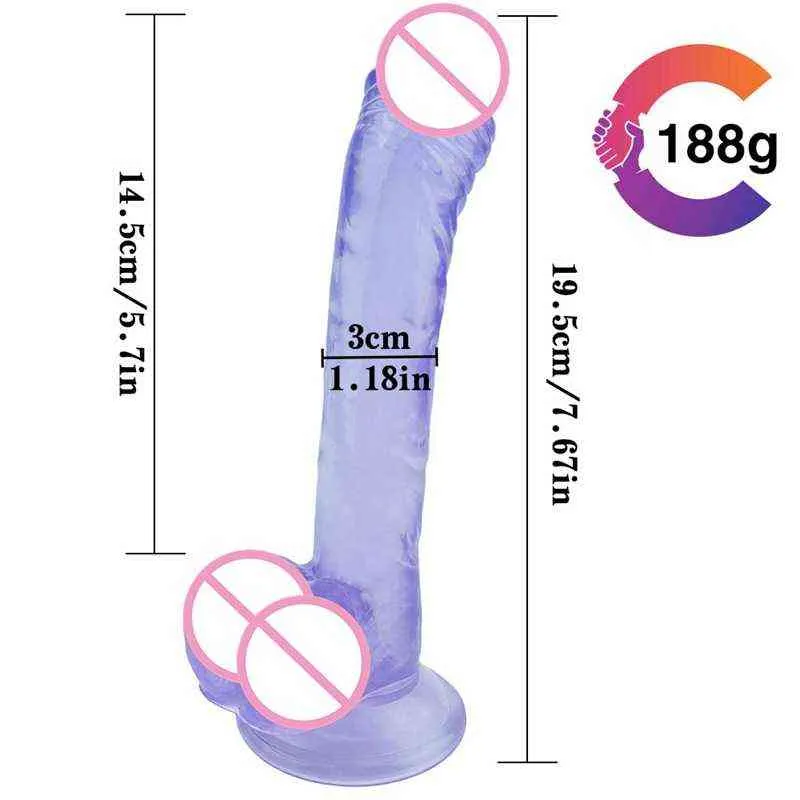Nxy Dildos Suction Mini Foreskin Penis Crystal Transparent Color Lesbian Wearing Fun 0316
