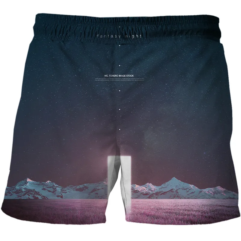 Zomer Grappige sterrenhemel 3D Print Strandbroek Mode Fitness Vrije tijd Sneldrogend Bermuda Hardloopshorts Surfen Badmode Badpakken 220624