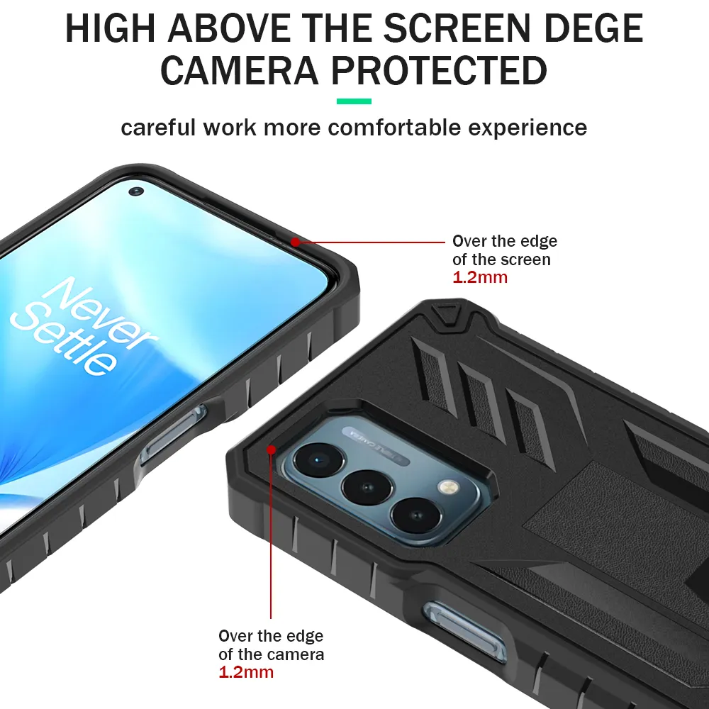 Cinto de Cinto Resistente Clipe Rugged Armor à prova de choque para OnePlus Nord N200 5G Dupla camada Proteção Built-in Kickstand Capa traseira