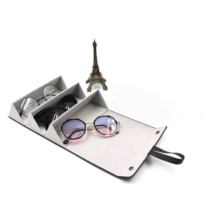 ポータブルメガネオーガナイザー236マルチスロット眼鏡ストレージディスプレイ旅行折りたたみサングラスPUレザーケースホーム220809