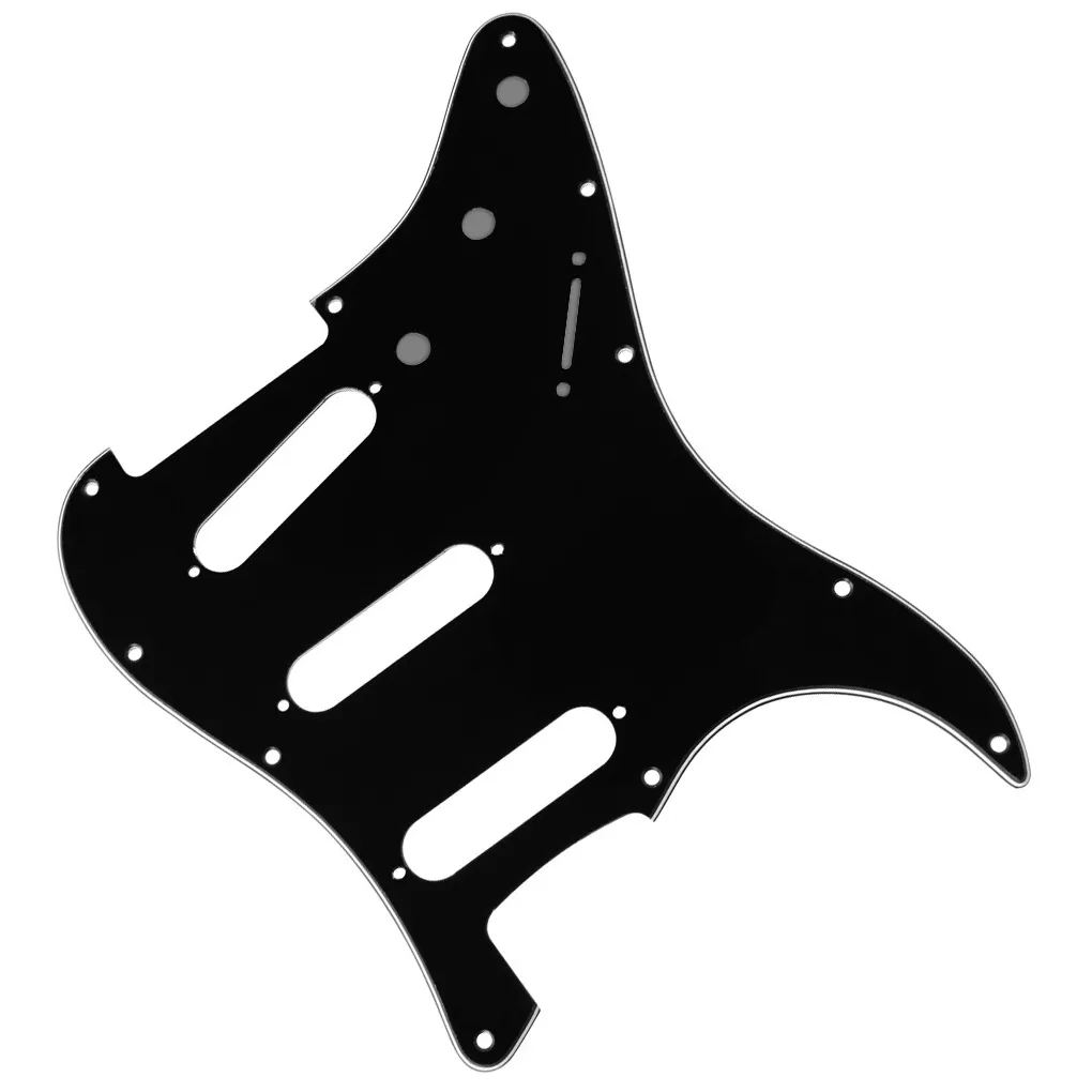 vänsterhänta 11 hål SSS Guitar PickGuard Scratch Plate Backplate Skruvar Svart 3Ply för elektriska gitarrdelar