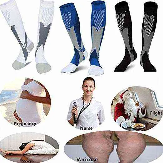 3 pares de meias de compressão para homens e mulheres correndo atlético médico gravidez enfermagem ao ar livre viagem futebol respirável adulto meias esportivas y220803