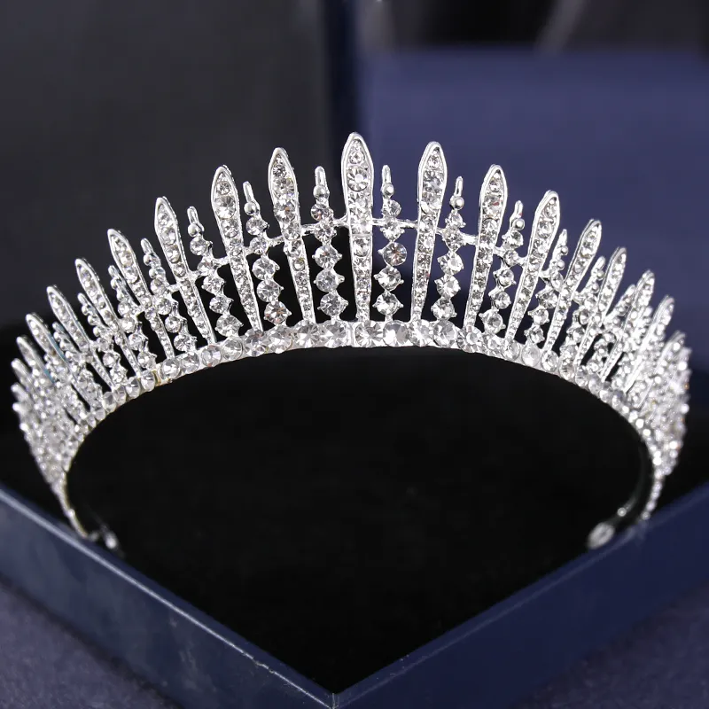 Silver Color Crysta Crowns And Tiaras Baroque Vintage Crown Tiara For Women Bride Pageant Prom Diadem Wedding Hair Accessories 220726