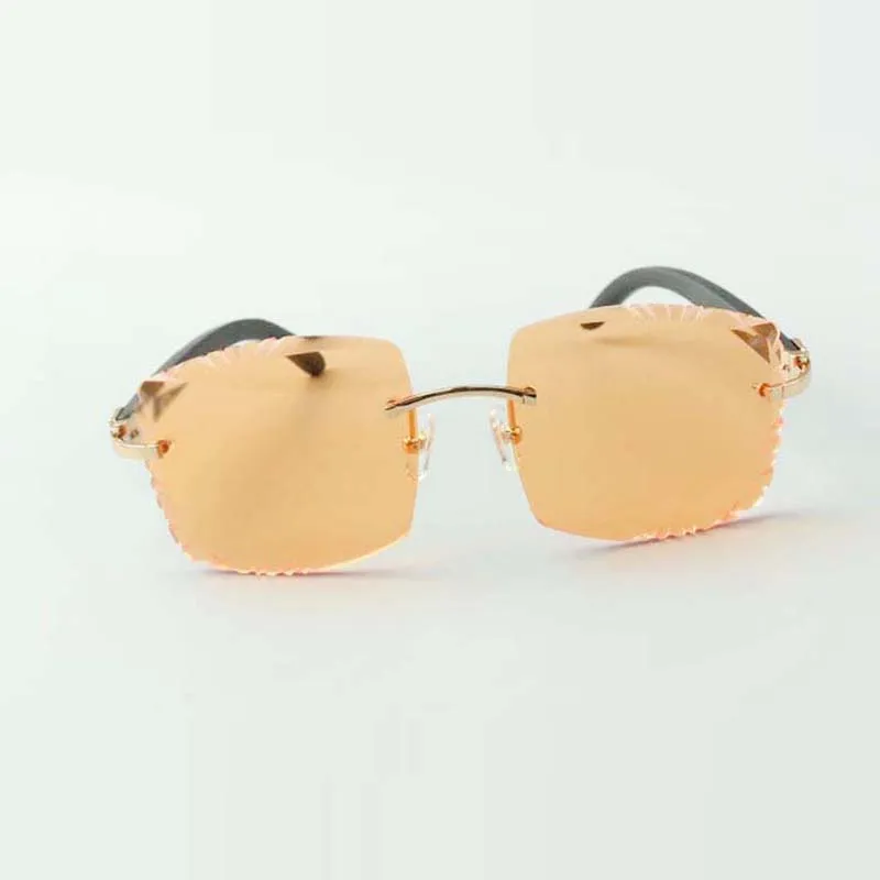 Neueste Stil High-End-Designer Sonnenbrille 3524022 Hochwertige Schneidlinse natürliche schwarze Holzschlempel Gläser Größe 58-18-13315m