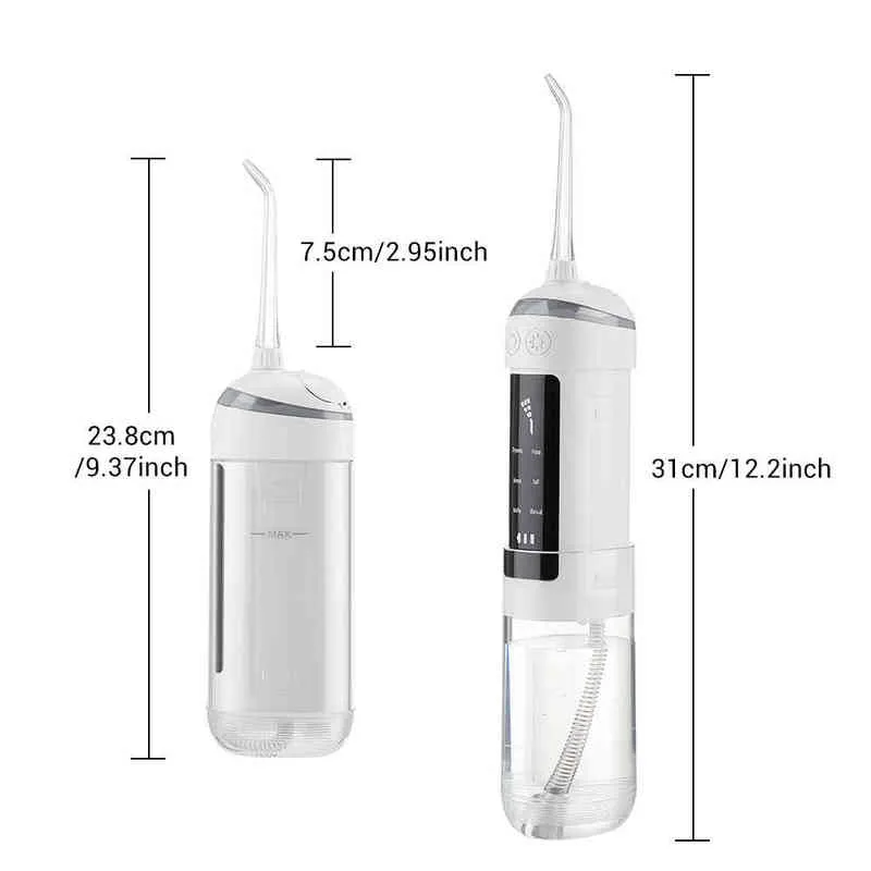Sladless Water Flossser Oral Irrigator Dental Jet Teething Blossing Floss 6 Mode 4 Ersättningsspets IPX7 Proof Travel Bag 220513