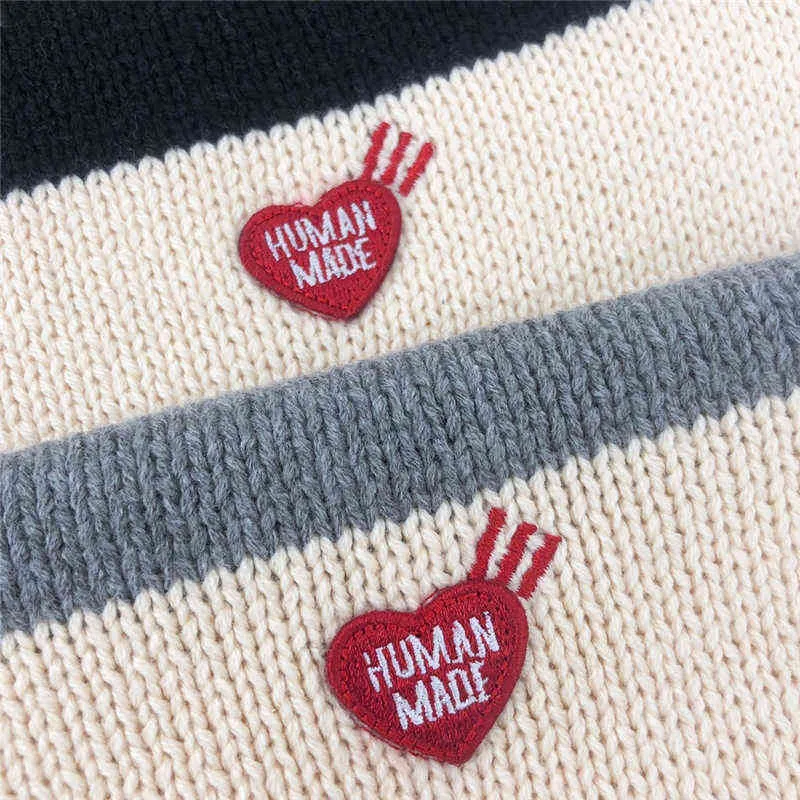 Striped Human Made Sweater Men Women High Quality Fashion Knit Sweatshirts Human Made Crewneck T220721