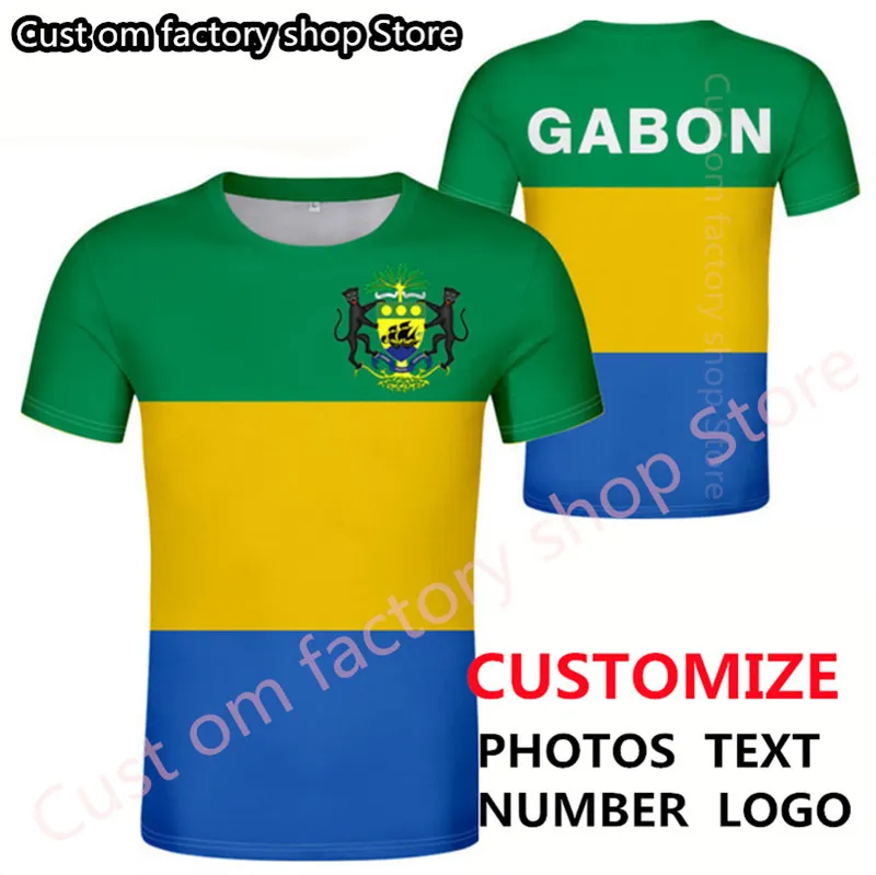 Gabonese Republic t shirt diy gratis anpassat namn nummer Anpassa gabon t tryck fransk text gabonais flagga p o kläder 220620