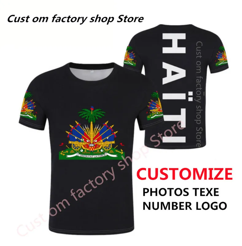 HAITI T Shirt Men DIY اسم مخصص مجاني رقم HTI Nation العلم البلد HT French Republic College Print P O Boy T Shirt 220616