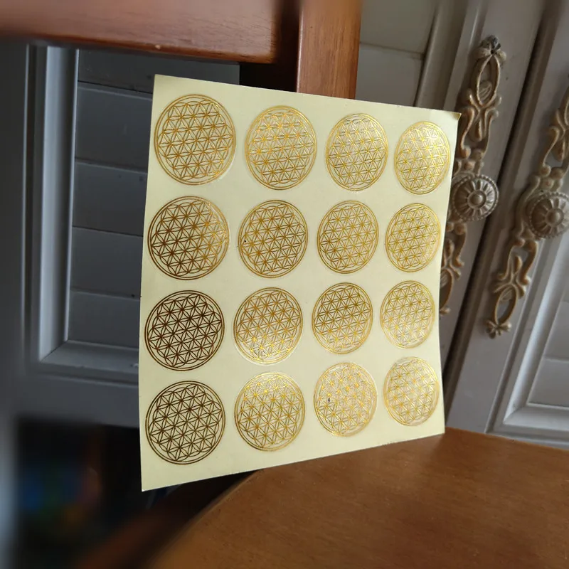 Flower of Life Energy Sticker Golden PVC Transparent 3cm Stickers 220727