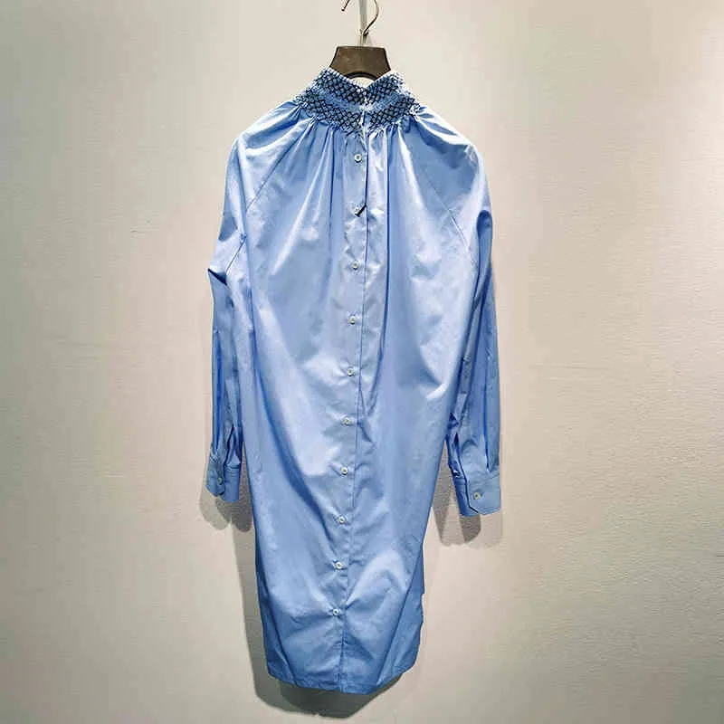 Летняя новая тяжелая промышленность вышивка свободный кабель средней длины рубашки юбка платье женщин