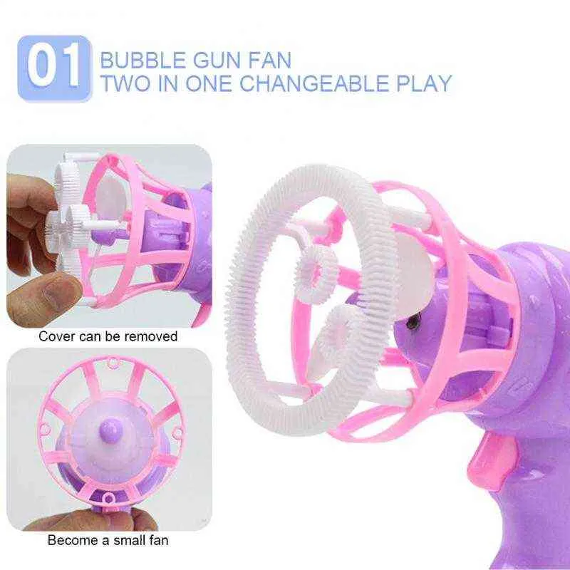 La pistola automatica elettrica del creatore della bolla della macchina del ventilatore della bolla divertente con il mini ventilatore gioca l'acqua della bolla all'aperto dei bambini all'ingrosso Y220725