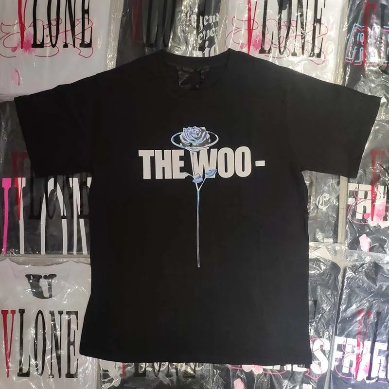 Men and Women T Shirts The Woo T-shirt Print Hip Hop Short Sleeve Round Neck Loose Rose Cotton T-Shirt