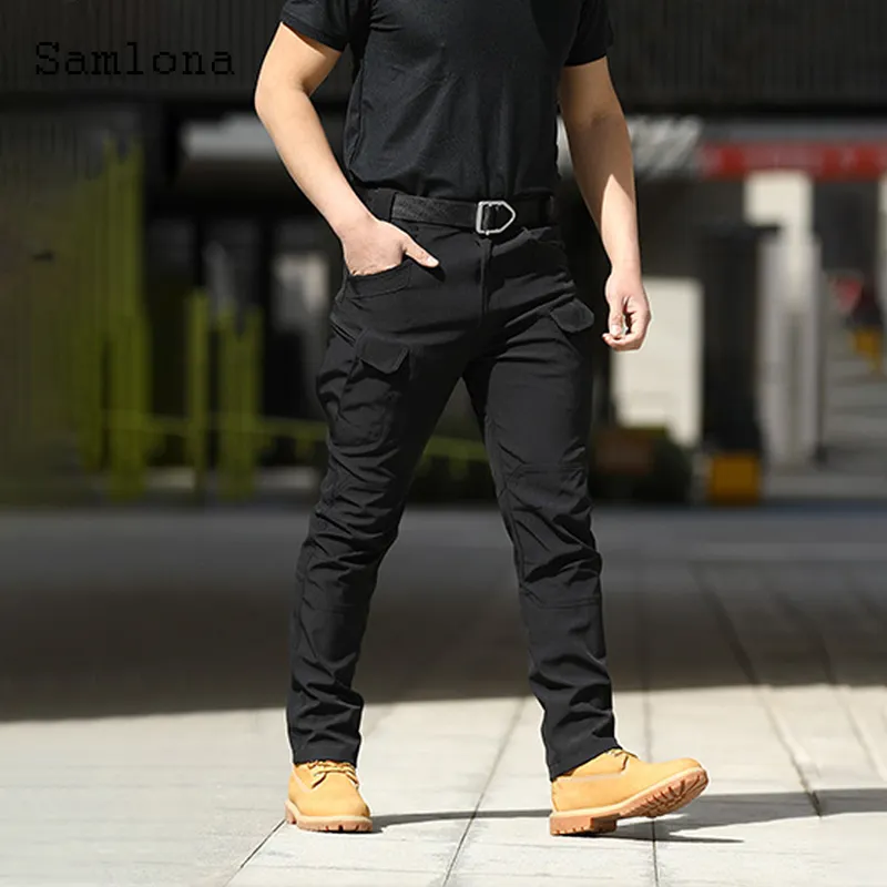Плюс размер мужские брюки летние брюки для велосипедов мужские карманы на молнии брюки твердые хаки черные брюки на открытом воздухе 220704