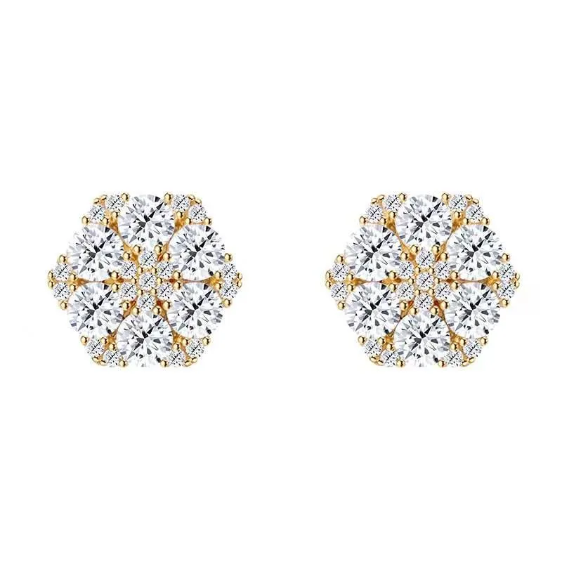 Stud High Quality Hiphop 4mm D Color Moissanite Earrings With Screw Back Women Men Jewelry Gold Plated 925 Silver Gift297i