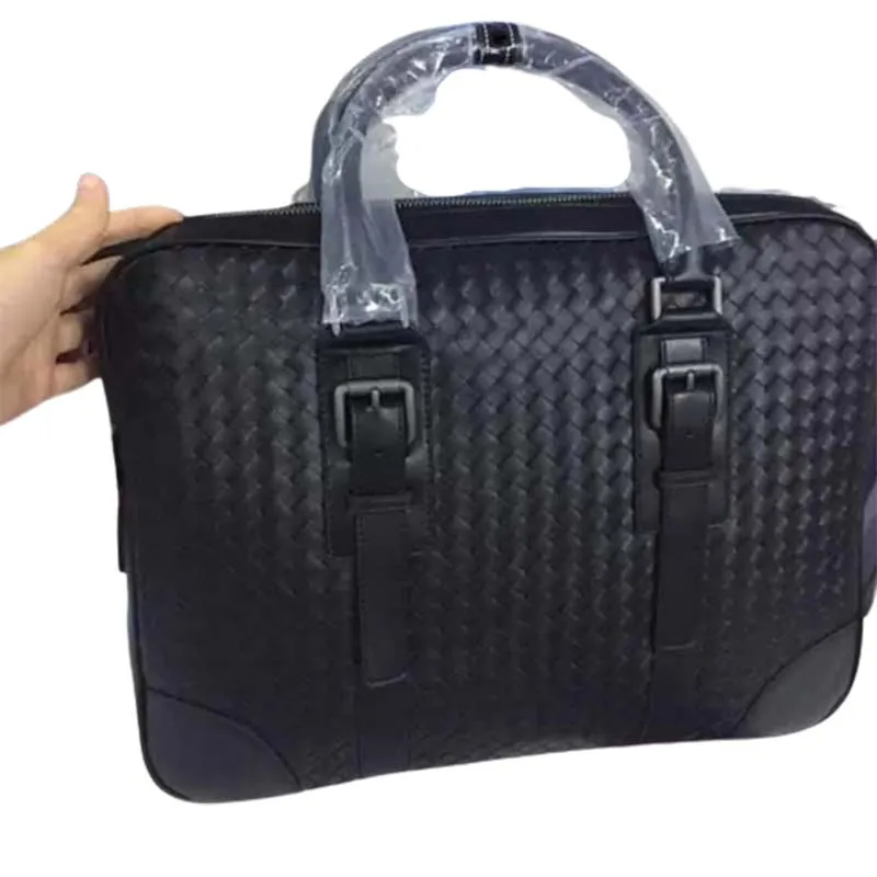 2022 Hand knitted brand designer briefcases new arrival high quality business bags for men genuine leather business laptop handbag2041