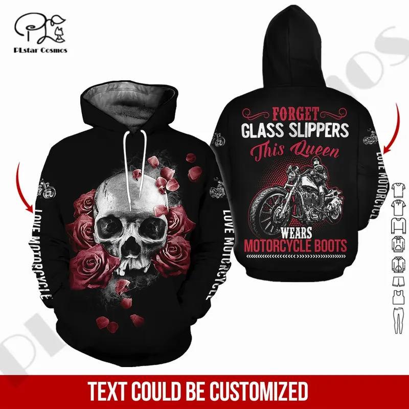 PLstarCosmos 3DPrinted ist Motorrad Custom Name Skull Art Unique Unisex Hrajuku Streetwear Casual Hoodies Zip Sweatshirt 3 220714gx