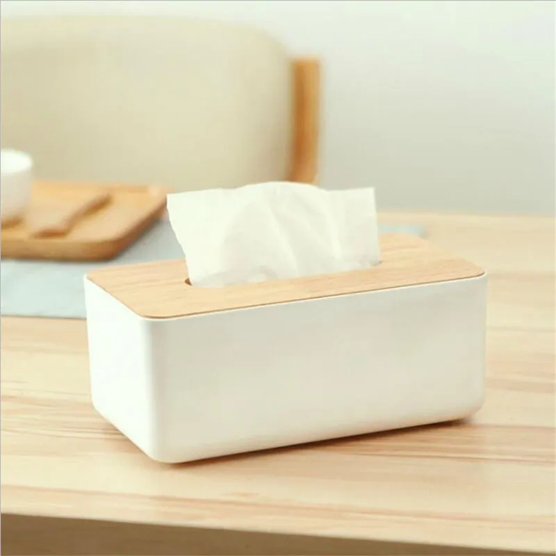 Porte-serviettes en bois forme carrée boîte à mouchoirs en plastique en bois étui maison cuisine porte-papier accessoires de rangement 220523