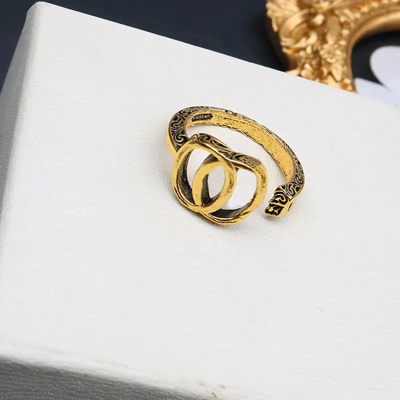 Man kvinnliga par ringar designer ring med bokstäver silver och guld smycken rostfria256g