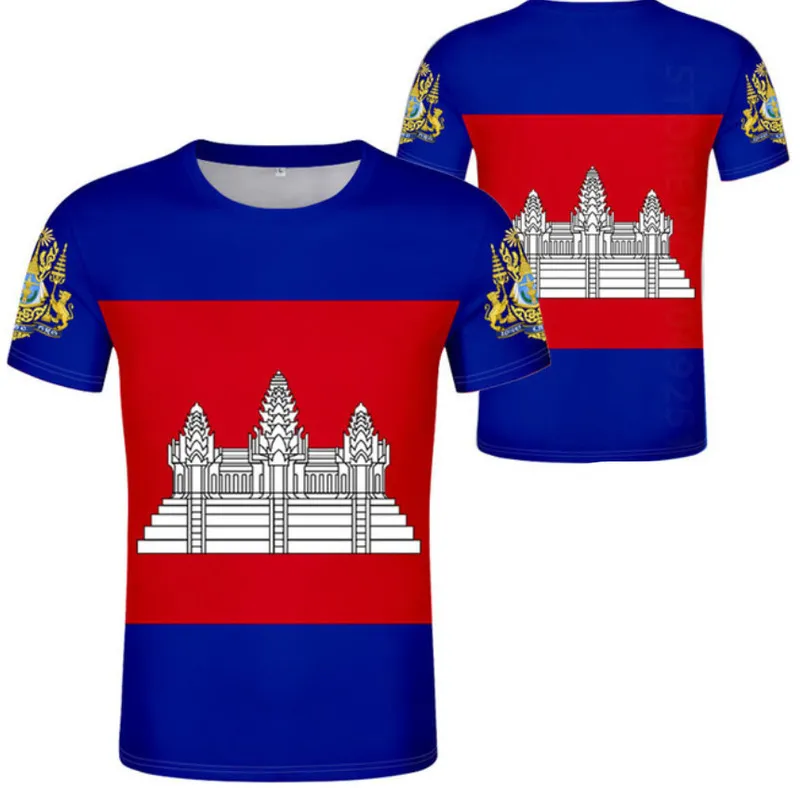 CAMBODGE t-shirt bricolage gratuit sur mesure nom numéro khm pays t-shirt nation drapeau kh khmer royaume cambodgien imprimer p o vêtements 220616