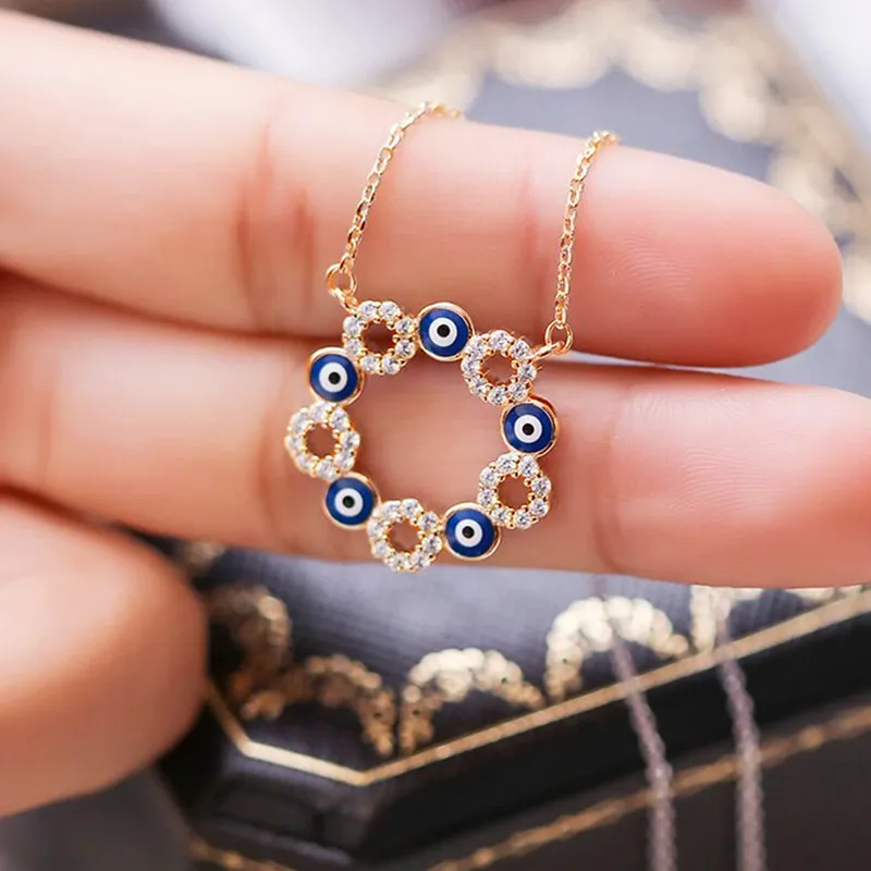 Charm geluk Turkije blauw Evil Eye Kettingen goud kleurstïne -strass eye choker ketting voor vrouwen mode sieraden cadeau