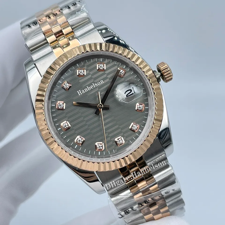 Upuść 36 mm damskie zegarek automatyczny Mint Zielona tarcza Luminous Diamond Bezel Sapphire Glass Miłośnicy WistWatch253x