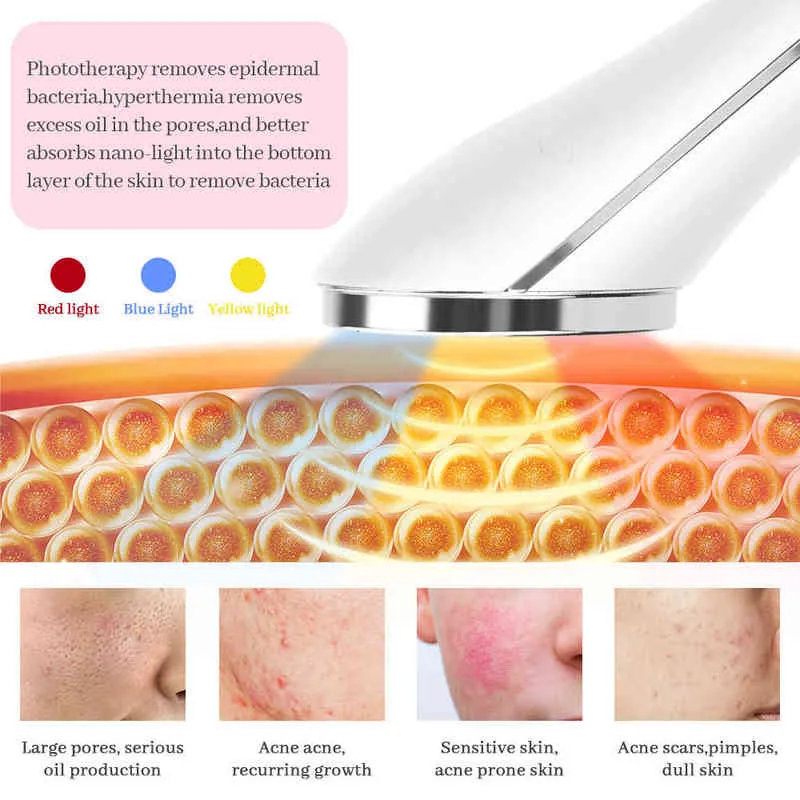 Machine professionnelle de rajeunissement de peau de photon de LED 3 thérapie de couleur équipement de traitement de retrait d'acné de ride masseur de visage220429
