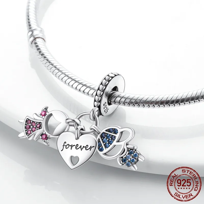 925 STERLING Gümüş Dangle Charm Takı Mor Pembe Soylu Kalp Yıldız Ay Boncuklar Boncuk Pandora Takılar Bilezik Diy Takı Aksesuarları