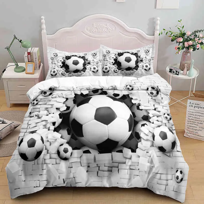 3d Football Soccer Duvet Cover Sets Single 135x200cm Children Kids Bedding for Boys Gifts Bed Linen Bedclothes