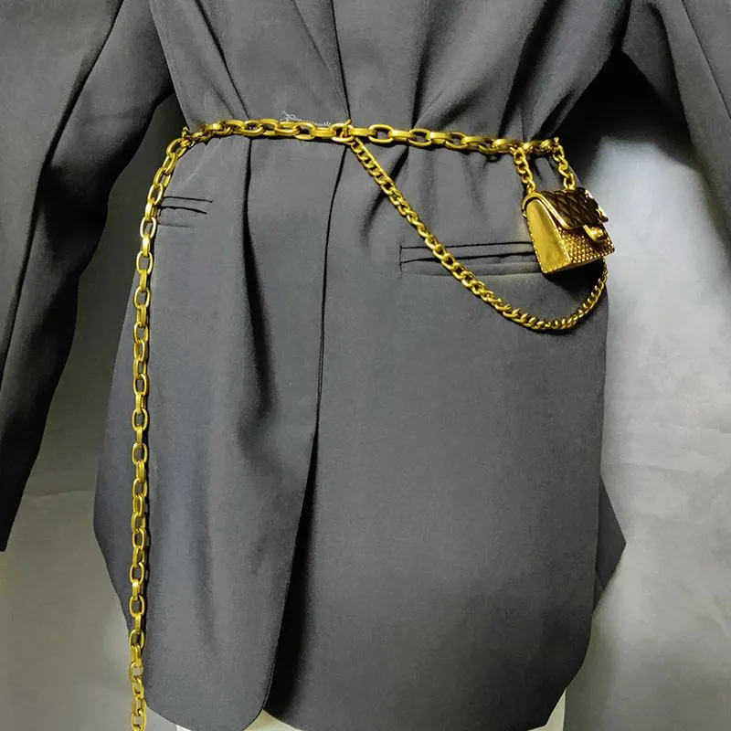 Paski Tassel Złota łańcuch dla kobiet metalowy pasek ketting riem designer mini torba biżuterii