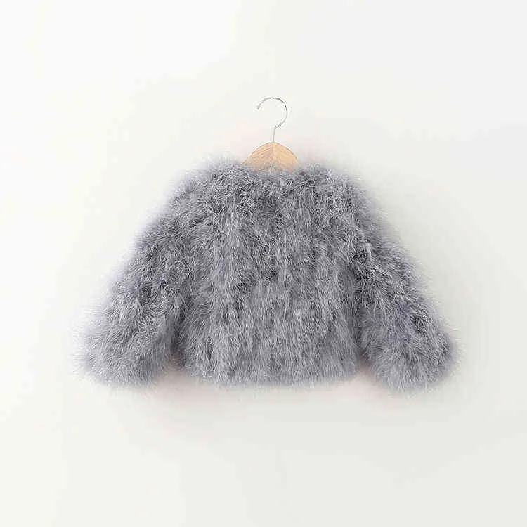 Ny 2021 Kvinnor Child Winter Encryption 100% Natural Ostrich Feathers Turker Fur Coat Boys and Girl Real Fur Vest HP510 T220716