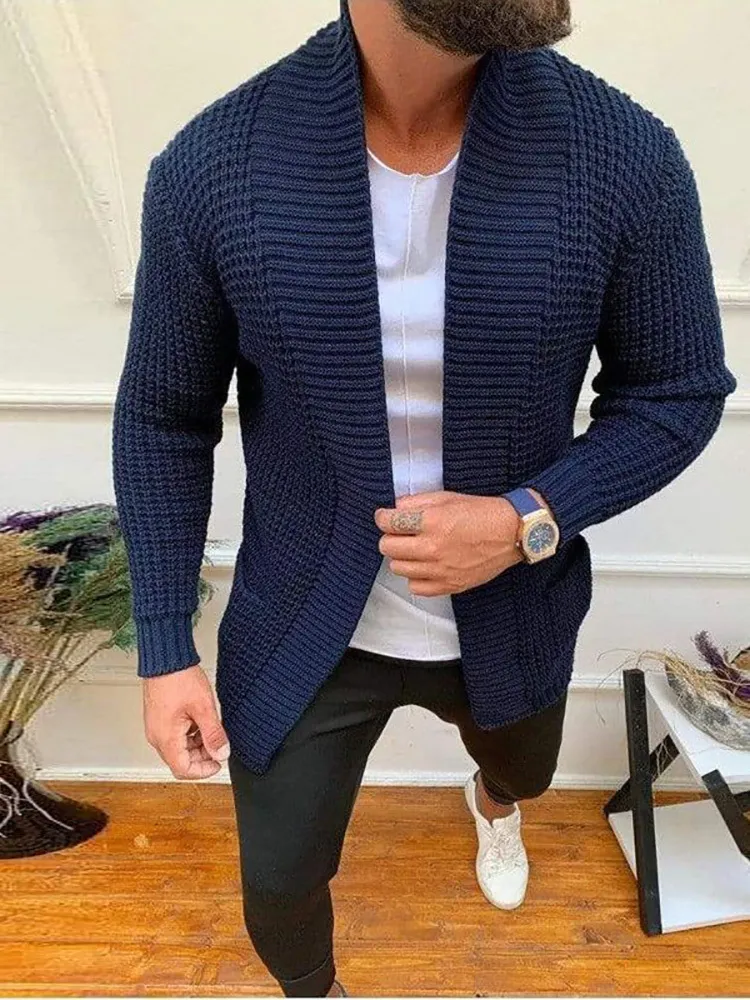 Homens listrados de tricô casual cardigan primavera outono v-deco