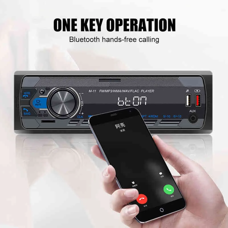 1 DIN Car Stereo M11 Single DIN Bluetooth AUX In Dash Head Unit FM Radio Digital Media Receiver H220422