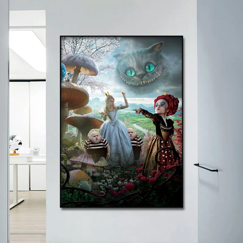 Abstract Cartoon Alice in Wonderland Canvas Posters Wall Art Print Modern Painting Nordic Kid Bedroom Decoration Picture (3)