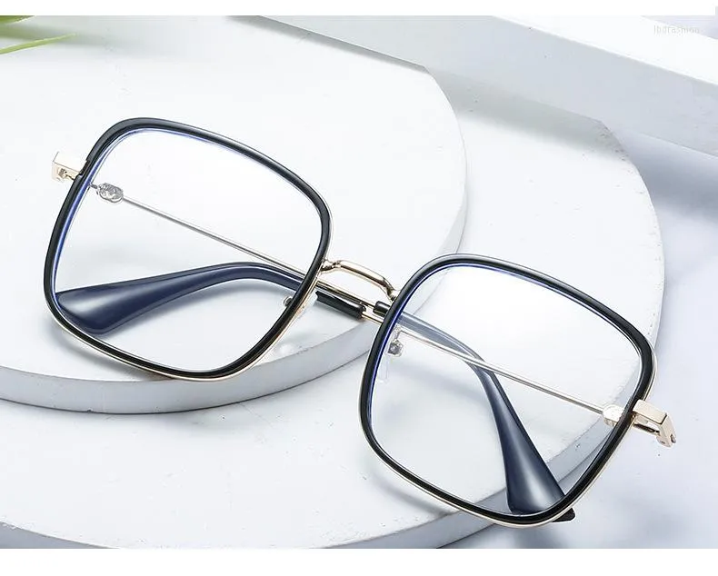 Solglasögon anti -blue ljus myopia glasögon för kvinnor vintage fyrkantiga optiska män student färdiga glasögon recept glas -0296q