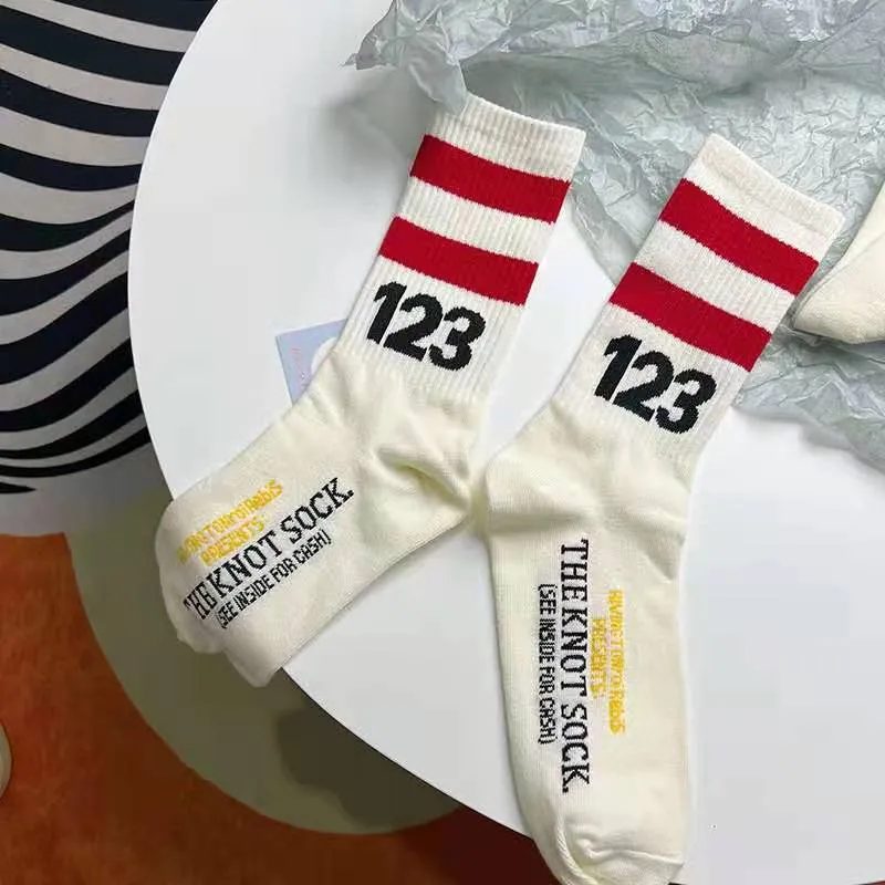 Men's Socks New RRR123 Numbers Letters Pattern Color Matching Cotton Socking for Men and Women High Street