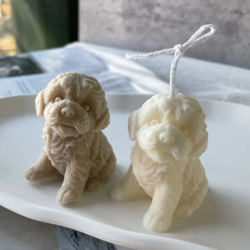 3D Teddy Chiot Silicone DIY Chien Cire Bougie Faire Savon Résine Argile Moule De Noël Cadeau Artisanat Fournitures Décor À La Maison 220611