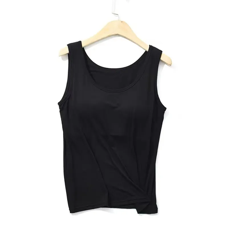 Blouse Built In Bra Padded Tank Tops Shirt Modal Underwear Plus Size Female T-shirt Breathable Camisole Women's Summer 220316