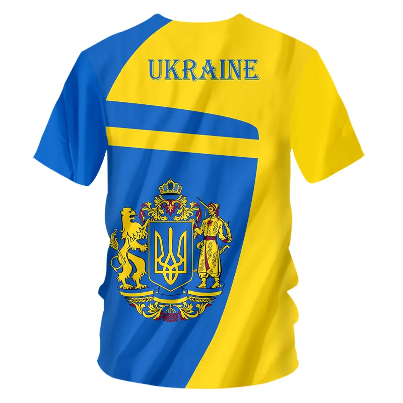 3D Ukraine T-shirt Design impression personnalisée hommes Ukraine Jersey à manches courtes grande taille été drapeau T-shirt goutte en gros 220619