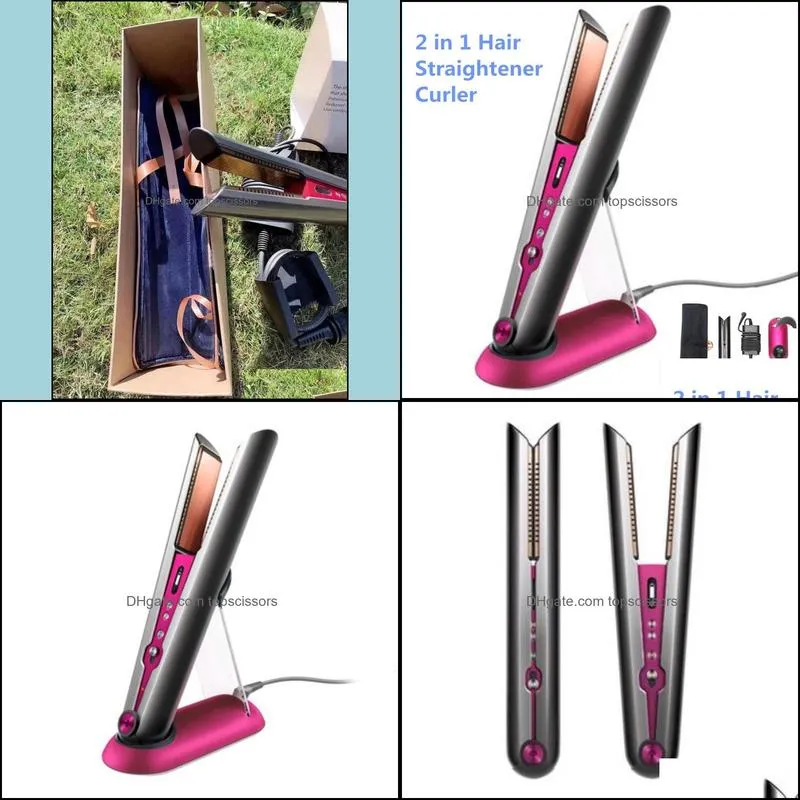 2021 2 in 1 Hair Straightener Curler Hairs Straighteners Fuchsia Color ship Sameday