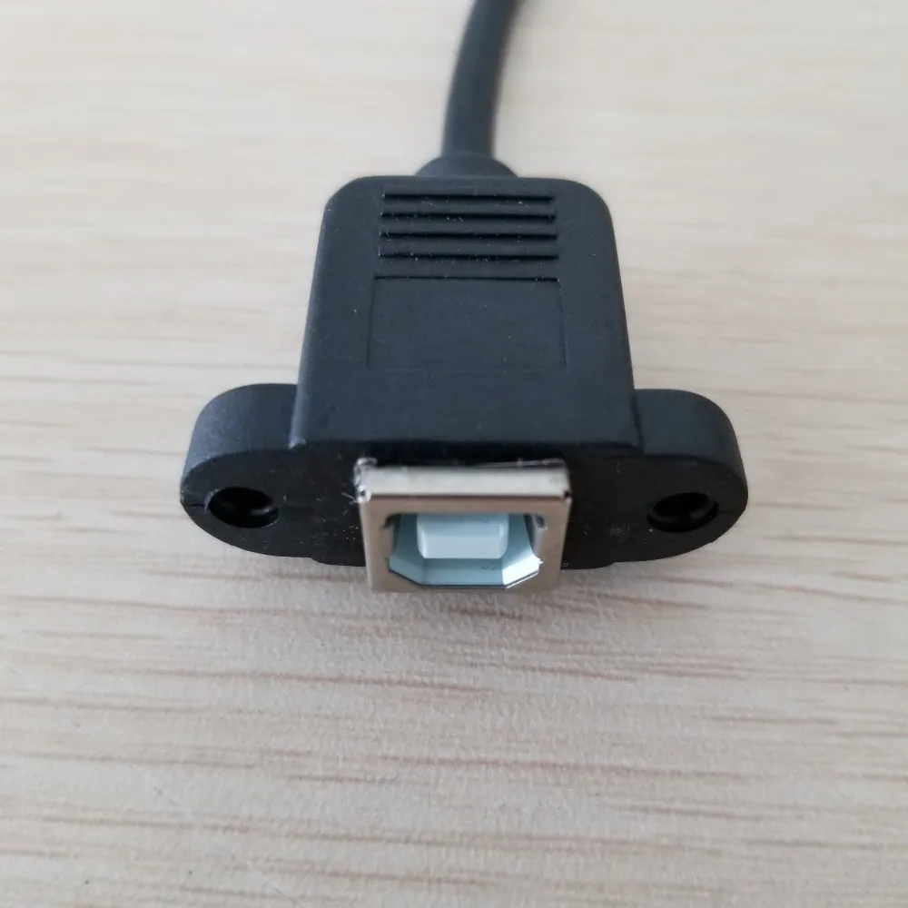 USB Printing Extension Cable Male to Female Pannel Mount with Screw Black 1.5M