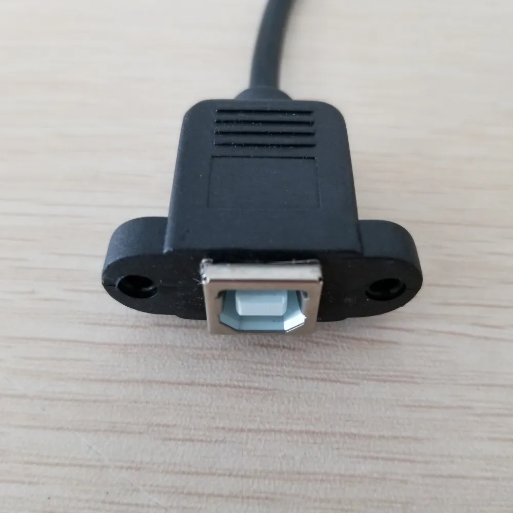 USB -utskriftsförlängningskabel hane till kvinnlig pannelmontering med skruv svart 1,5 m