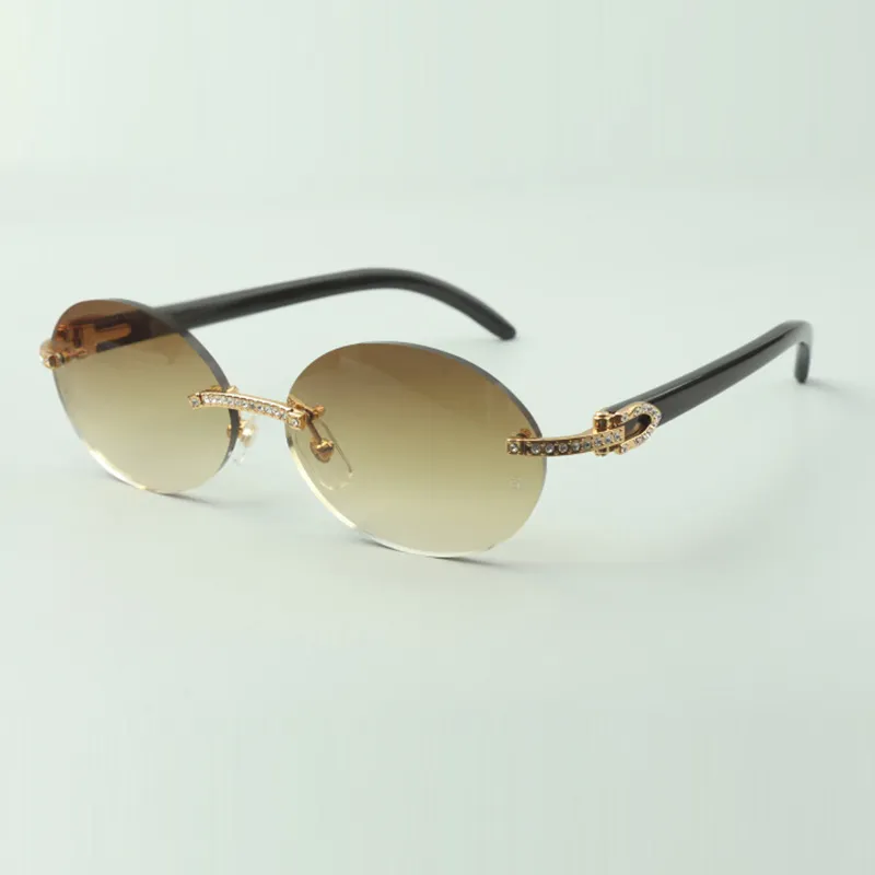 Czarne buffy okulary przeciwsłoneczne 8100903-B z małymi zestawami diamentowymi i owalnymi soczewkami 58 mm231v