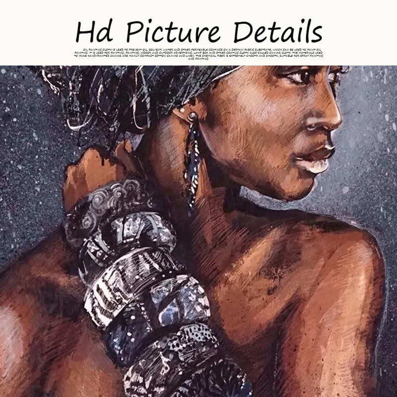 Uśmiechnięte Afryki Nude Kobiety Abstrakcjonistyczny Portret Obraz Olejny Na Płótno Plakaty I Drukuje Wall Art Obraz dla salonu Decor