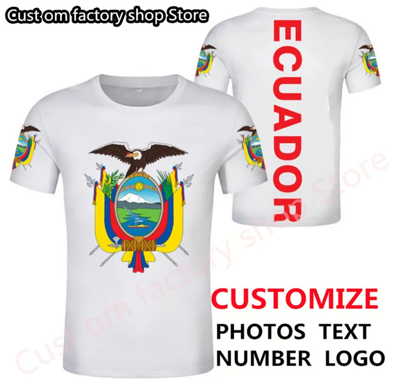 ECUADOR t shirt numero nome personalizzato su misura ecu t shirt nazione bandiera ec repubblica spagnola college ecuadoriano stampa p o abbigliamento 220616
