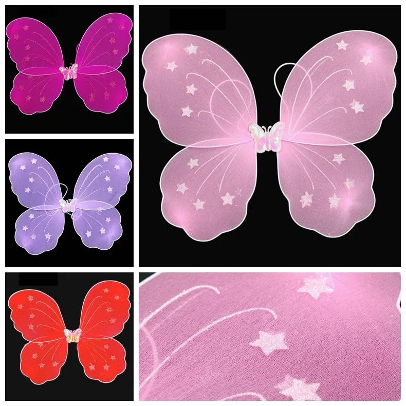 Children Day Party Show Clothing Decoration Small Angel Butterfly Wing Net Yarn Floral Wings Fairy Clothes Halloween Cosplay Tools