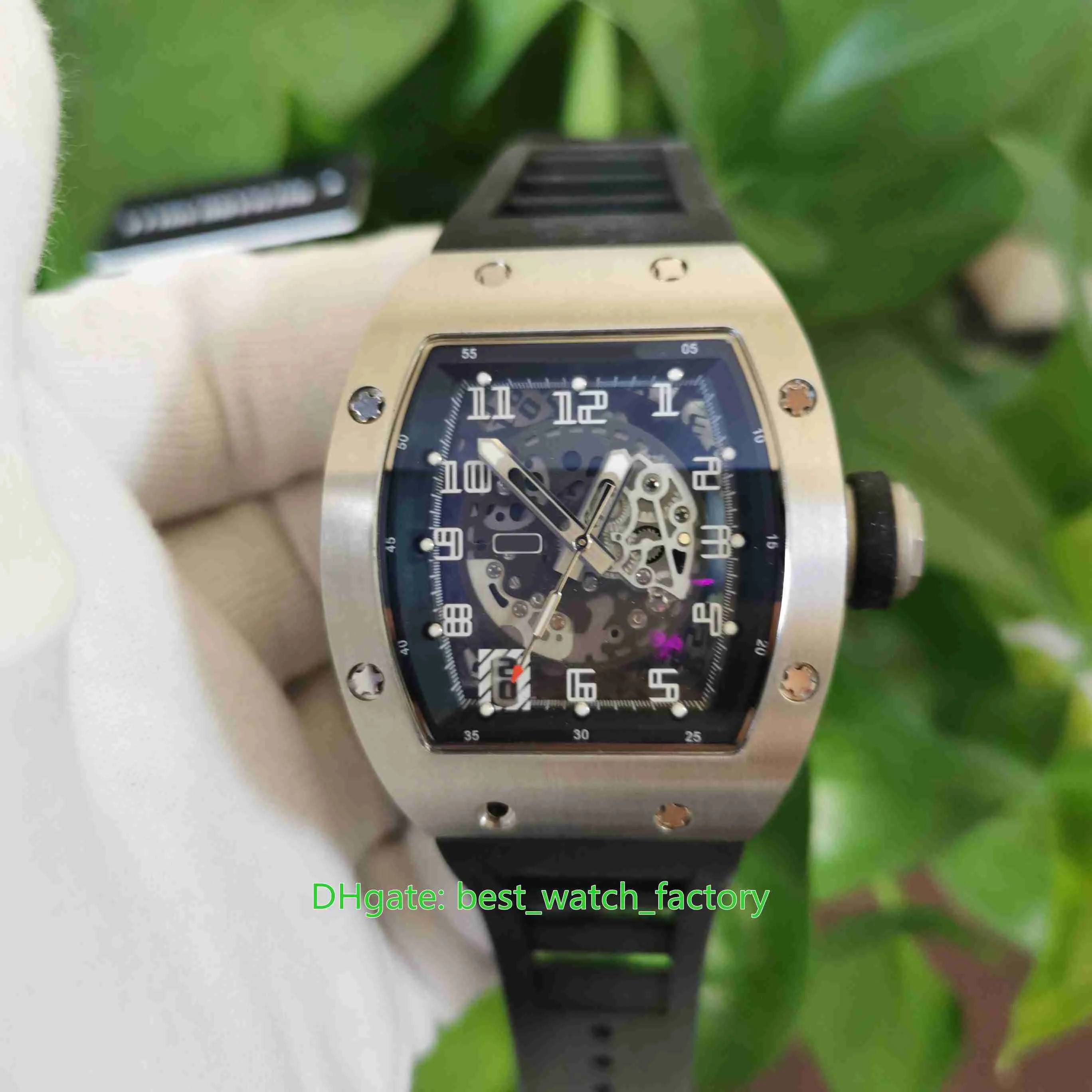 Venda de relógios de alta qualidade 39 3mm x 48mm RM010 AG RG-271 esqueleto extra plano de aço inoxidável transparente mecânico automático289o