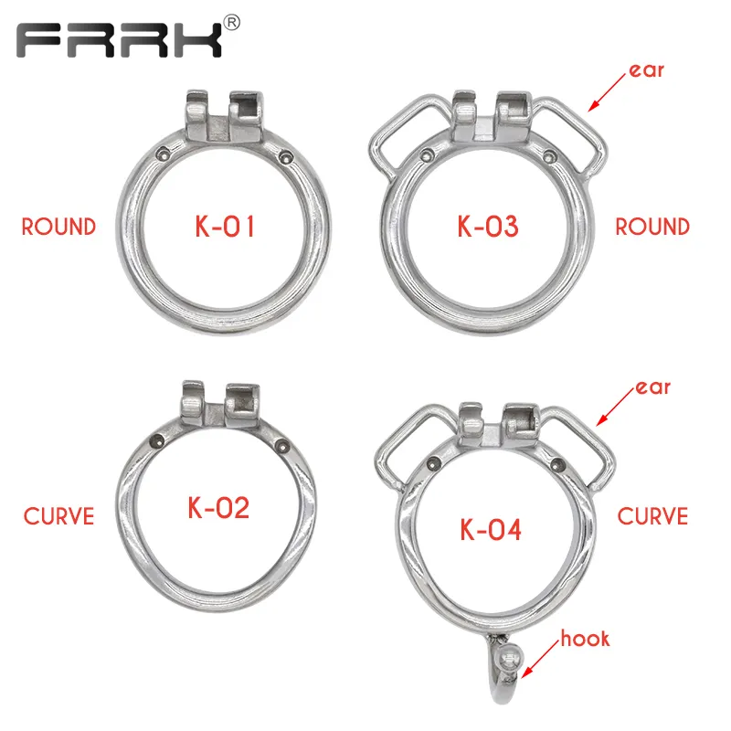 FRRK K01 K02 K03 K04 Металлические кольца полового члена для клетки FRRK Castity используют встроенный блок-ремень Pu Belt 40 мм 45 мм 50 мм 55-мм Sex Toys Shop 220606