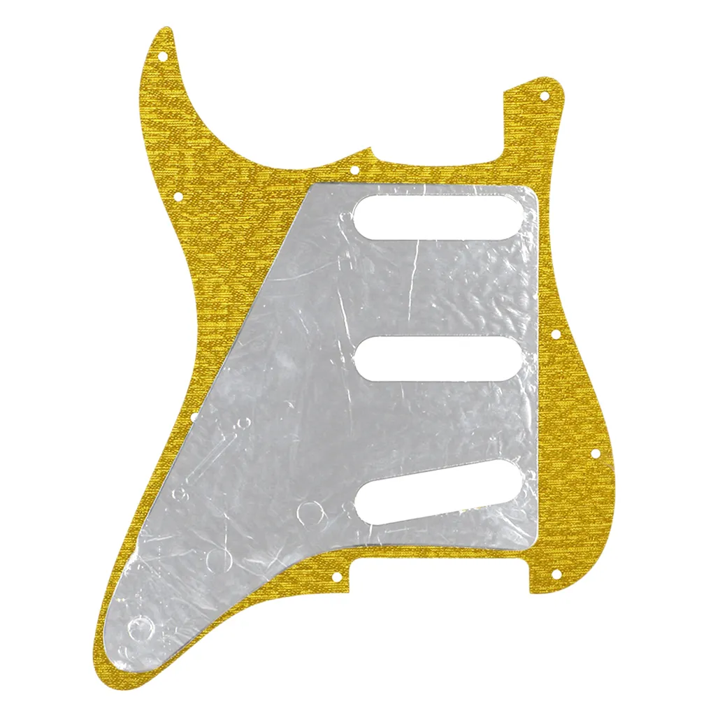 1ply 11 hål SSS Guitar PickGuard Sparkle Golden Scratch Plate med skruvar för elgitarr